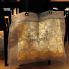 Hessian Oversize Tote Gold Foil with Leather Straps by Tinker by Printink Studio