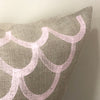 Pink Swirls on Oat - Linen Cushion Cover by Pebble and Stone includes Feather Cushion
